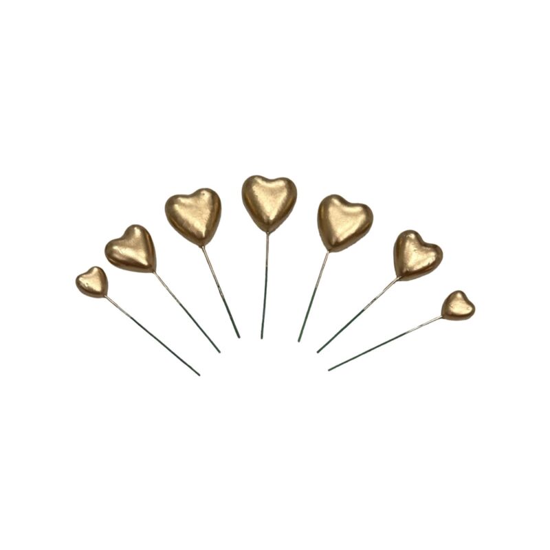 סט 7 לבבות צבע זהב