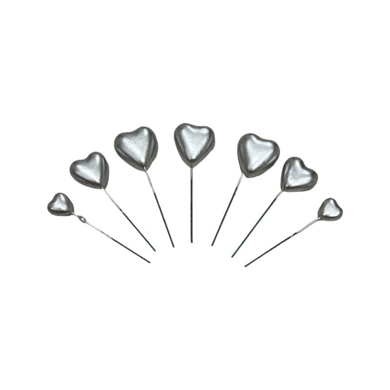 סט 7 לבבות צבע כסף