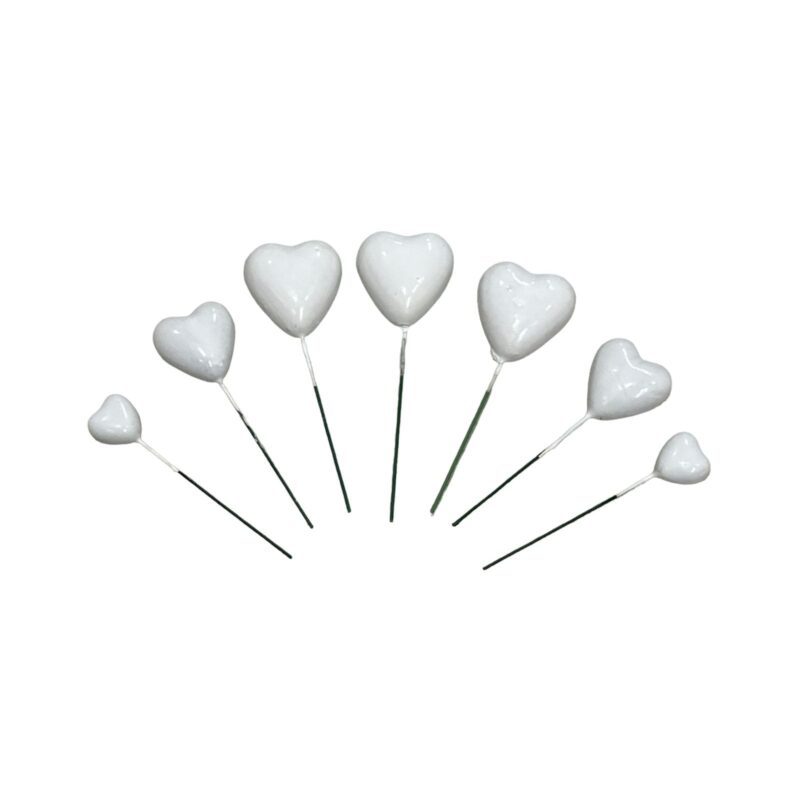 סט 7 לבבות צבע לבן